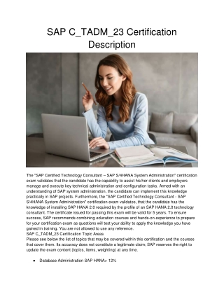 SAP C_TADM_23 Certification Description