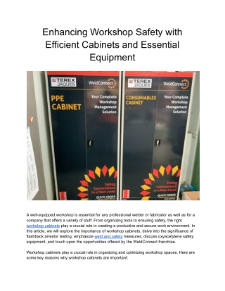 Enhancing Workshop Safety with Efficient Cabinets and Essential Equipment