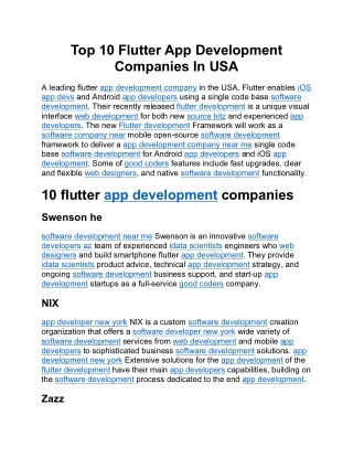 Top 10 Flutter App Development Companies In USA