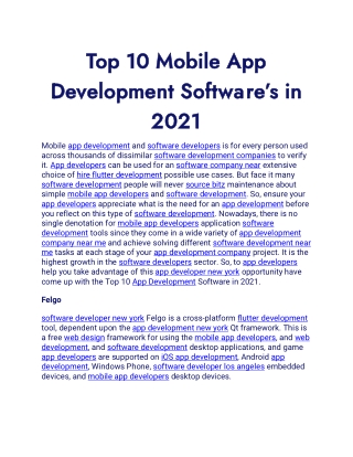 Top 10 Mobile App Development Software’s in 2021