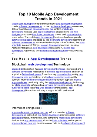 Top 10 Mobile App Development Trends in 2021