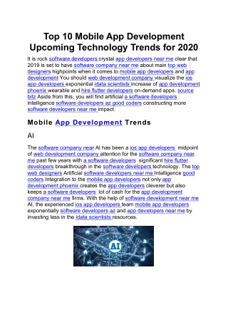 Top 10 Mobile App Development Upcoming Technology Trends for 2020