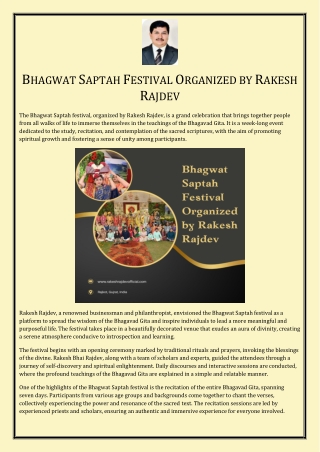 Bhagwat Saptah Festival Organized by Rakesh Rajdev