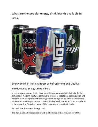 What are the popular energy drink brands available in India?