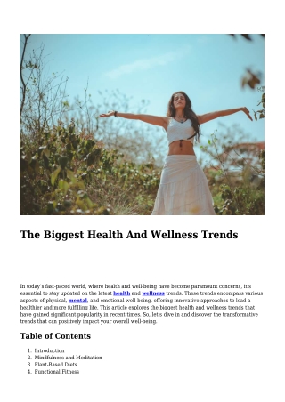 The Biggest Health And Wellness Trends