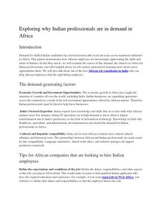 Exploring why Indian professionals are in demand in Africa