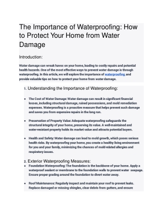 The Importance of Waterproofing_ How to Protect Your Home from Water Damage