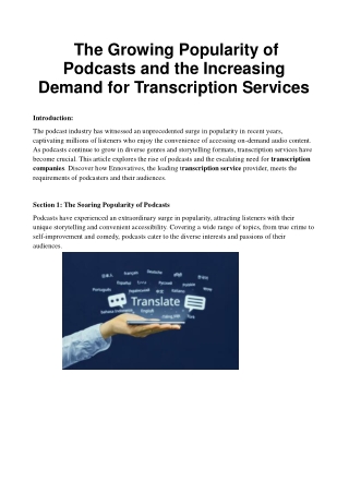 Podcasts and the Increasing Demand for Transcription Services