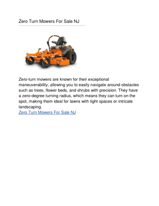 Zero Turn Mowers For Sale NJ