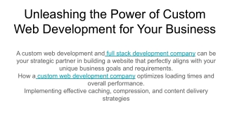 Unleashing the Power of Custom Web Development for Your Business