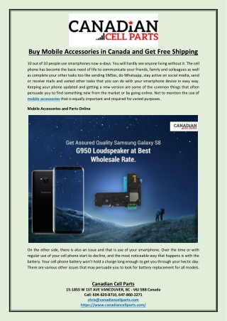 Buy Mobile Accessories in Canada and Get Free Shipping