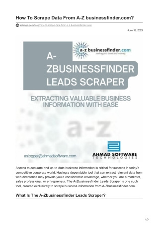 How To Scrape Data From A-Z businessfindercom