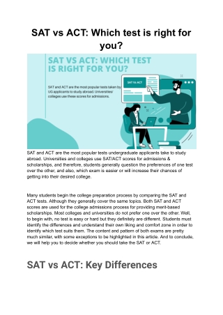 SAT vs ACT: Which test is right for you?