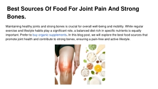 Best Sources Of Food For Joint Pain And Strong Bones.