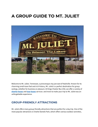 A GROUP GUIDE TO MT. JULIET