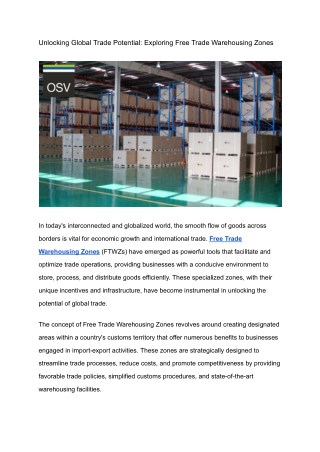 Unlocking Global Trade Potential_ Exploring Free Trade Warehousing Zones- JUNE 2023