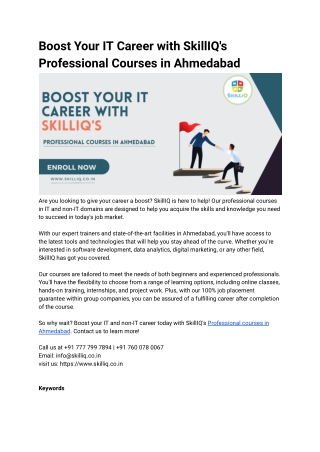 IT - Non Training Institute in Ahmedabad | SkillIQ