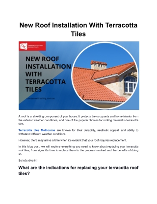 New Roof Installation With Terracotta Tiles