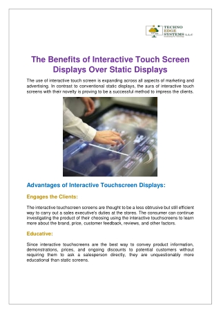 The Benefits of Interactive Touch Screen Displays Over Static Displays