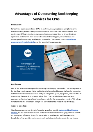 Advantages of Outsourcing Bookkeeping Services for CPAs