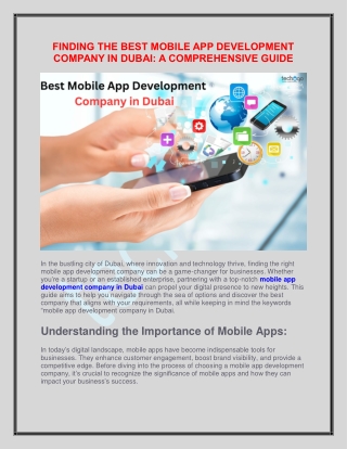 FINDING THE BEST MOBILE APP DEVELOPMENT COMPANY IN DUBAI- A COMPREHENSIVE GUIDE