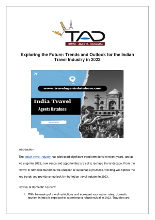 Trends and Outlook for the Indian Travel Industry in 2023