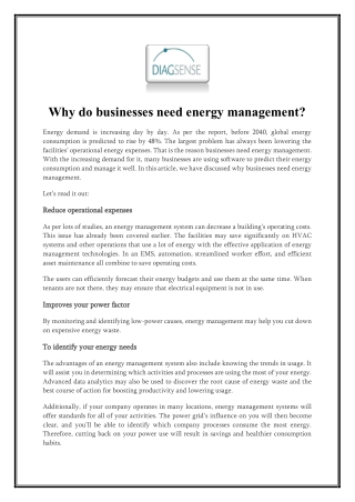 Why do businesses need energy management