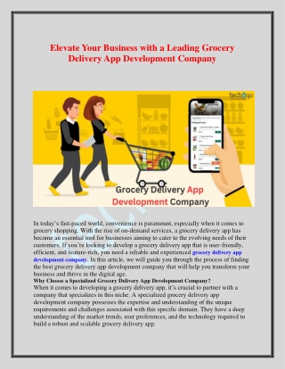 Elevate Your Business with a Leading Grocery Delivery App Development Company