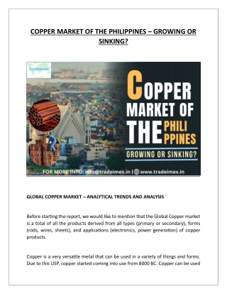 COPPER MARKET OF THE PHILIPPINES