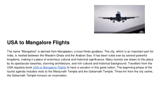 USA to Mangalore Flights 999