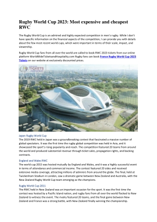 Rugby World Cup 2023 Most expensive and cheapest RWC