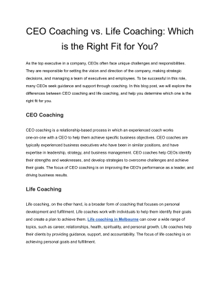 CEO Coaching vs. Life Coaching_ Which is the Right Fit for You_