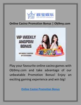 Online Casino Promotion Bonus | Ob9my.com