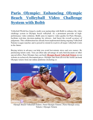 Paris Olympic Enhancing Olympic Beach Volleyball Video Challenge System with Bolt6