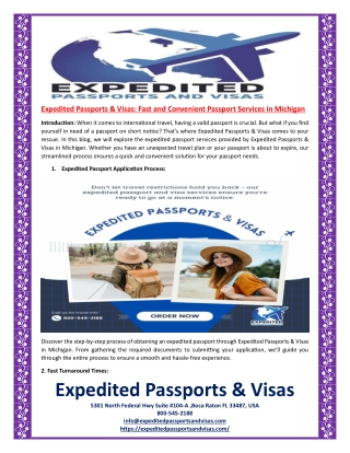 Expedited Passports & Visas Fast and Convenient Passport Services in Michigan