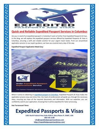 Quick and Reliable Expedited Passport Services in Columbus