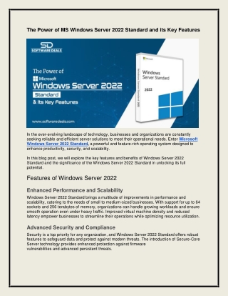 The Power of MS Windows Server 2022 Standard and its Key Features