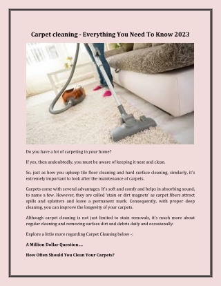 Carpet cleaning - Everything You Need To Know 2023