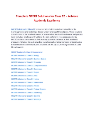 Complete NCERT Solutions for Class 12 - Achieve Academic Excellence