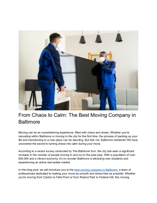 From Chaos to Calm_ The Best Moving Company in Baltimore