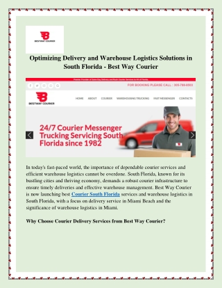 Best Courier South Florida - Best Way Courier