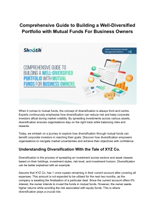 Comprehensive Guide to Building a Well-Diversified Portfolio with Mutual Funds