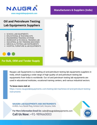 Oil and Petroleum Testing Lab Equipments Suppliers