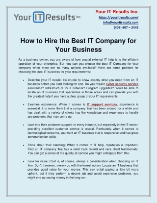 How To Hire the Best IT Company For Your Business