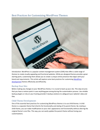 Best Practices for Customizing WordPress Themes