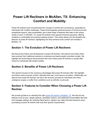 Power Lift Recliners in McAllen, TX: Enhancing Comfort and Mobility