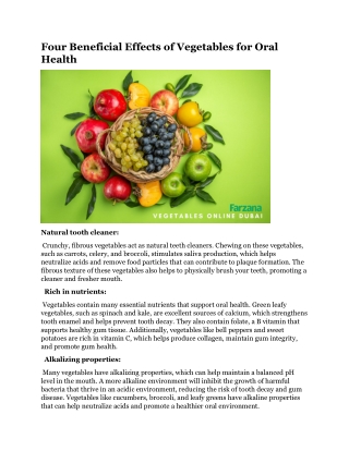 Four Beneficial Effects of Vegetables for Oral Health