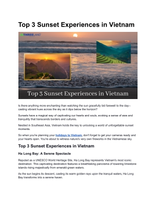 Top 3 Sunset Experiences in Vietnam