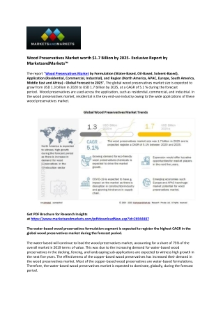 Wood Preservatives Market Racing Towards $1.7 Billion by 2025