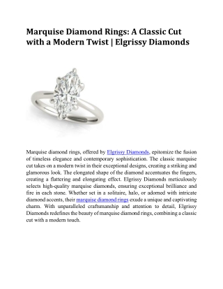 Marquise Diamond Rings | Elgrissy Diamonds